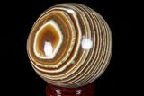 Polished, Banded Aragonite Sphere - Morocco #82284-1